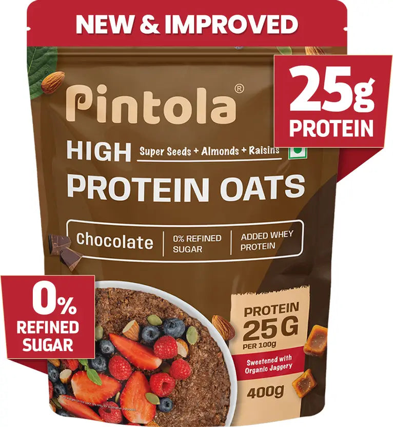 25g High Protein Oats 1kg, Dark Chocolate,No Refined Sugar, with Almonds Raisin, Pumpkin and Chia Seeds, 8g Fibre, Rolled Oats for weight loss, Breakfast Cereals | Gluten Free