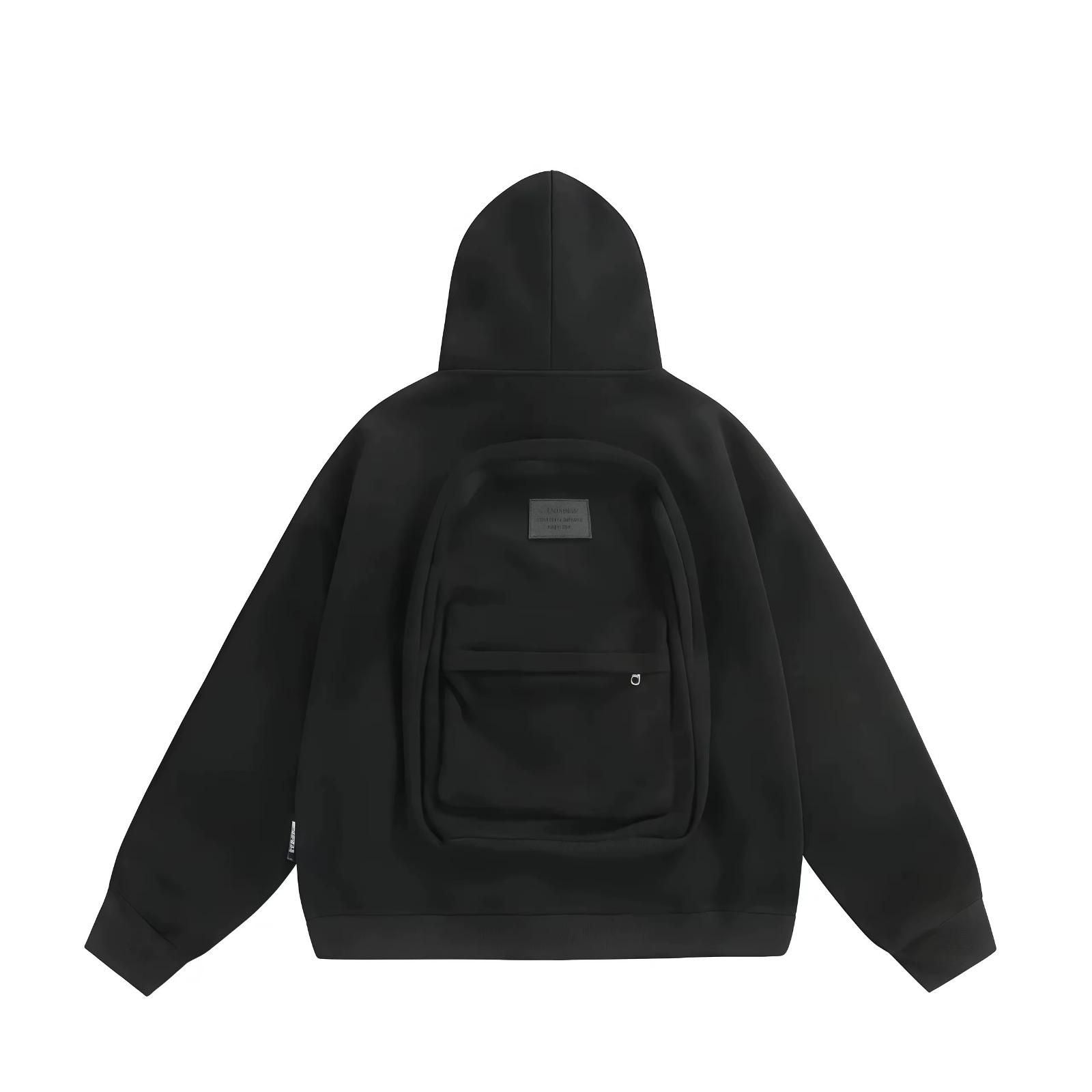 Men's Solid Custom Backpack Zip Up Hoodie