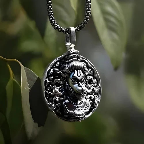 Hanuman Ji Pendant Oxodaised Silver Chain